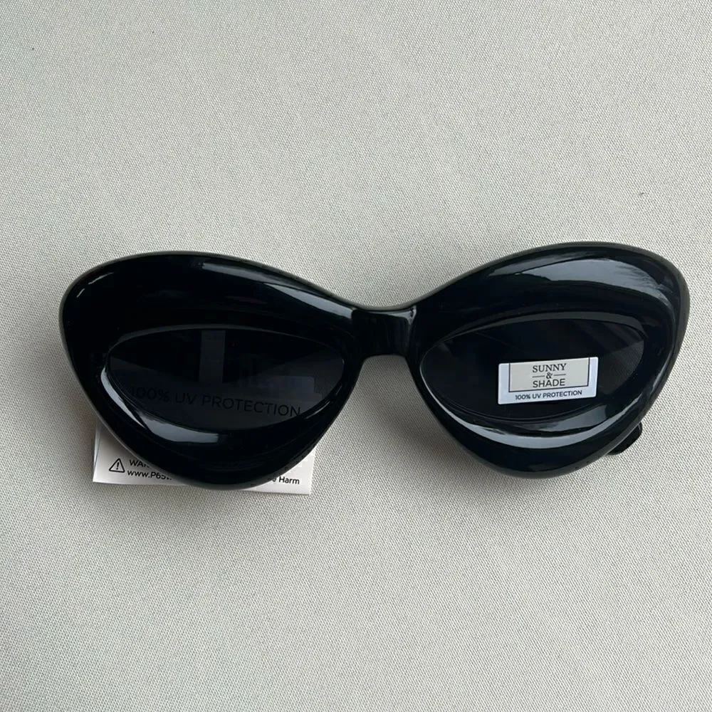 Inflated Cat Eye Black Sunglasses